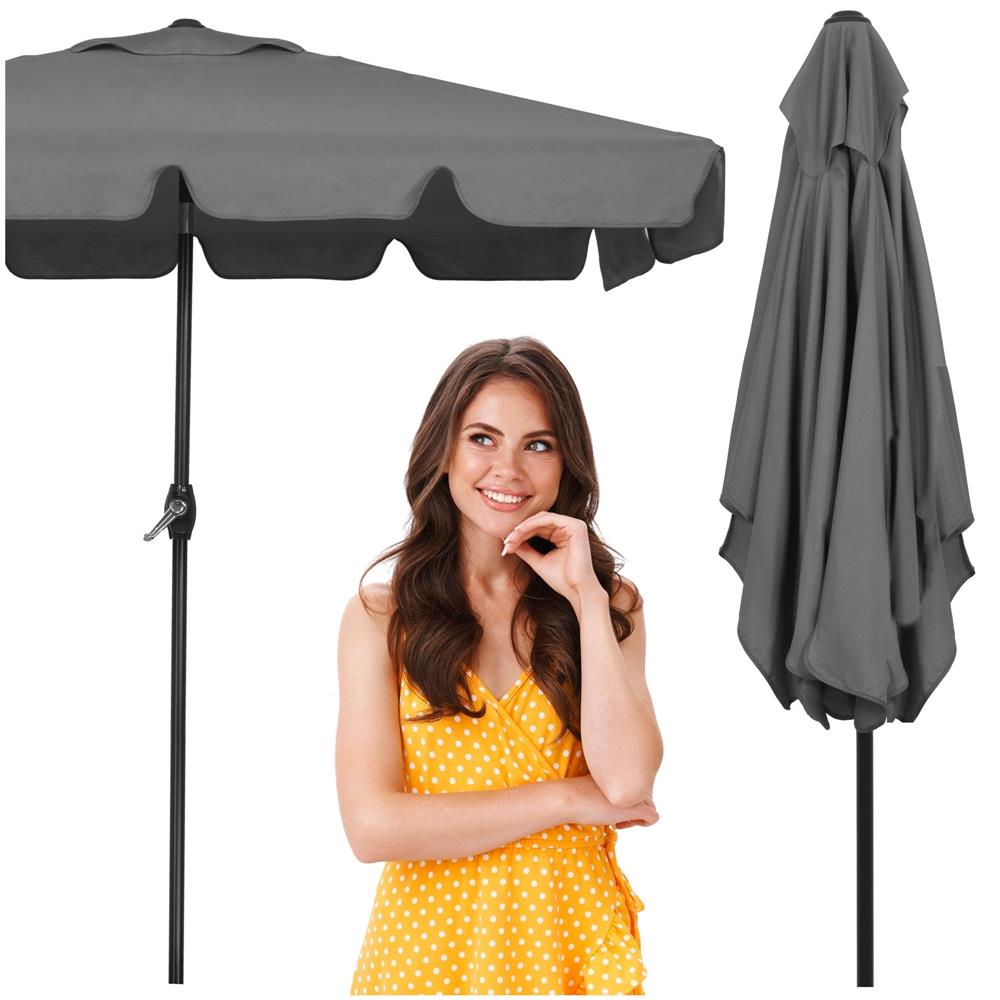 Umbrela terasa sau gradina reglabila, inclinare 2 directii, protectie UV UPF 50+, 195x122 cm, gri inchis - imagine 26