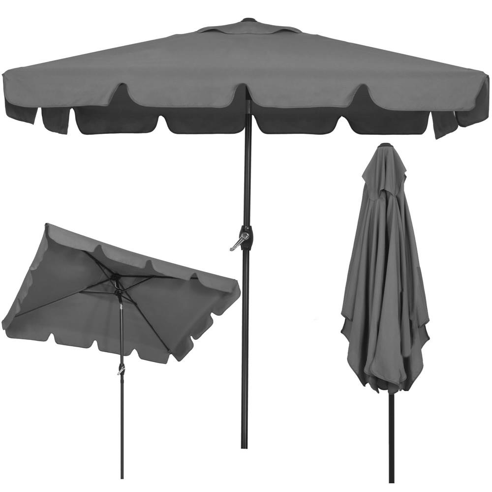 Umbrela terasa sau gradina reglabila, inclinare 2 directii, protectie UV UPF 50+, 195x122 cm, gri inchis - imagine 4