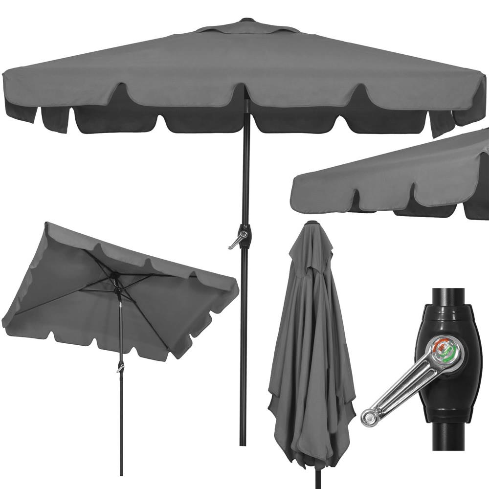 Umbrela terasa sau gradina reglabila, inclinare 2 directii, protectie UV UPF 50+, 195x122 cm, gri inchis - imagine 5