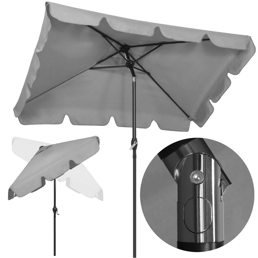 Umbrela terasa sau gradina reglabila, inclinare 2 directii, protectie UV UPF 50+, 195x122 cm, gri deschis - imagine 2
