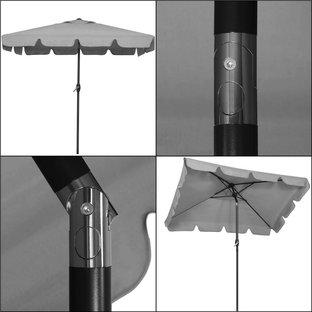 Umbrela terasa sau gradina reglabila, inclinare 2 directii, protectie UV UPF 50+, 195x122 cm, gri deschis - imagine 15
