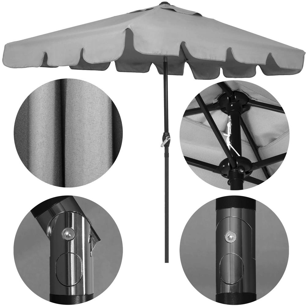 Umbrela terasa sau gradina reglabila, inclinare 2 directii, protectie UV UPF 50+, 195x122 cm, gri deschis - imagine 17
