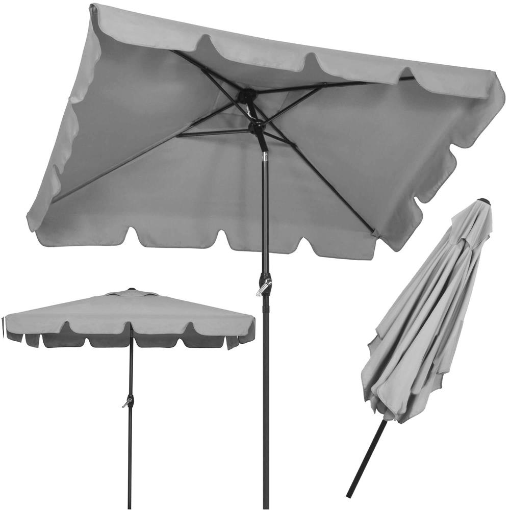 Umbrela terasa sau gradina reglabila, inclinare 2 directii, protectie UV UPF 50+, 195x122 cm, gri deschis - imagine 3