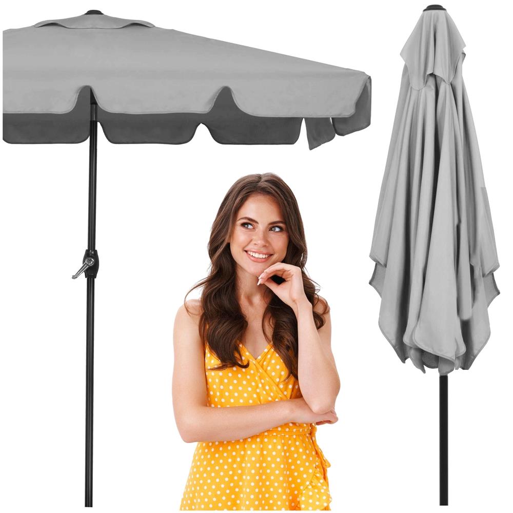 Umbrela terasa sau gradina reglabila, inclinare 2 directii, protectie UV UPF 50+, 195x122 cm, gri deschis - imagine 24
