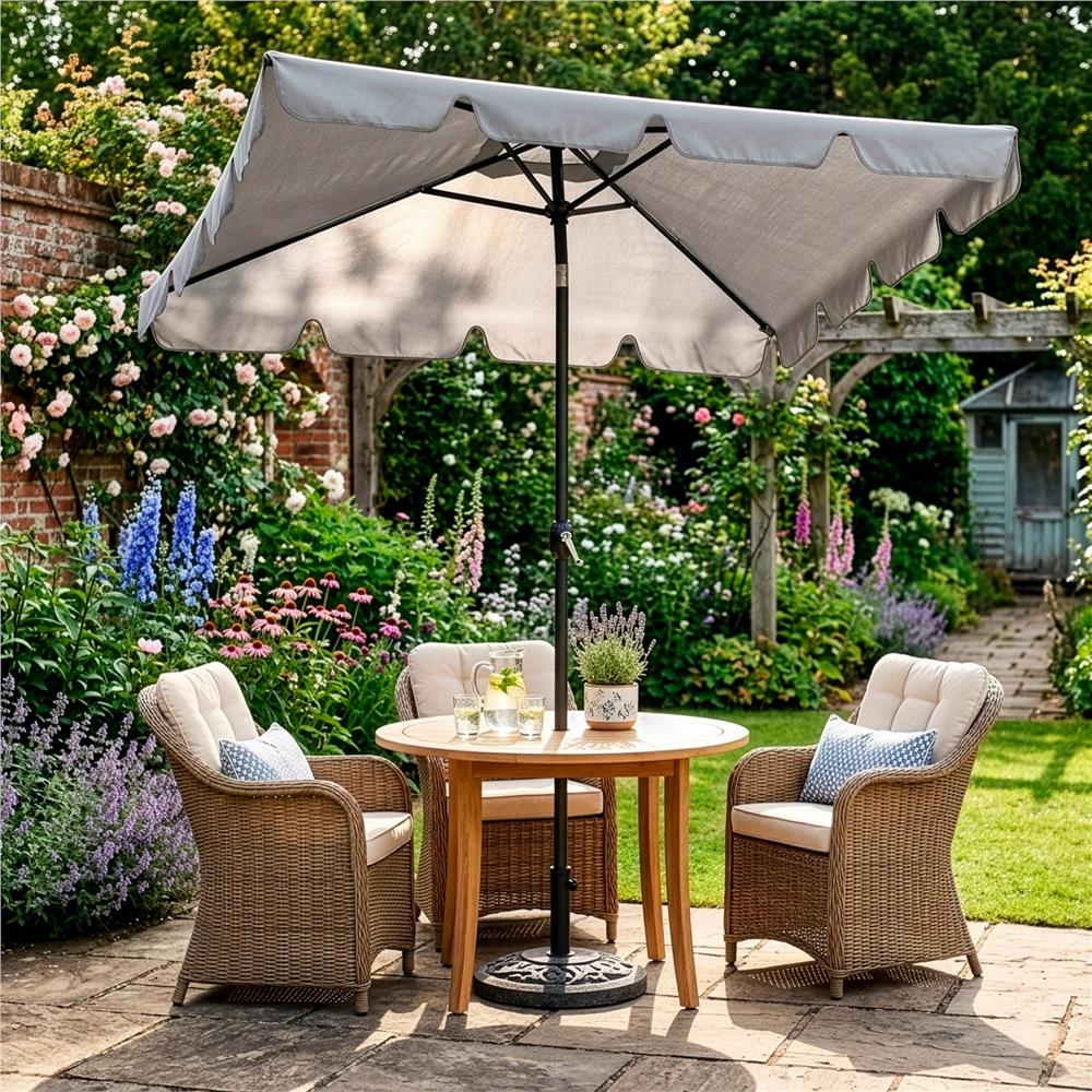 Umbrela terasa sau gradina reglabila, inclinare 2 directii, protectie UV UPF 50+, 195x122 cm, gri deschis - imagine 26