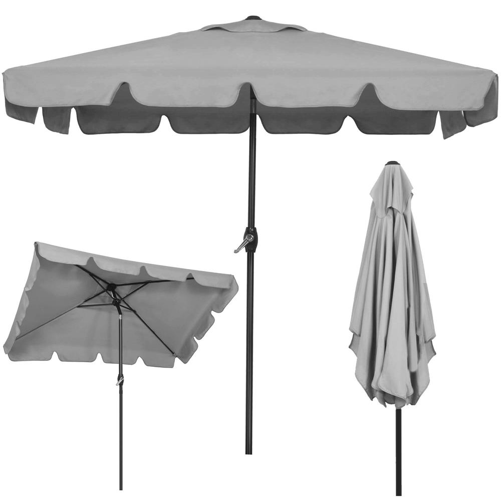 Umbrela terasa sau gradina reglabila, inclinare 2 directii, protectie UV UPF 50+, 195x122 cm, gri deschis - imagine 4