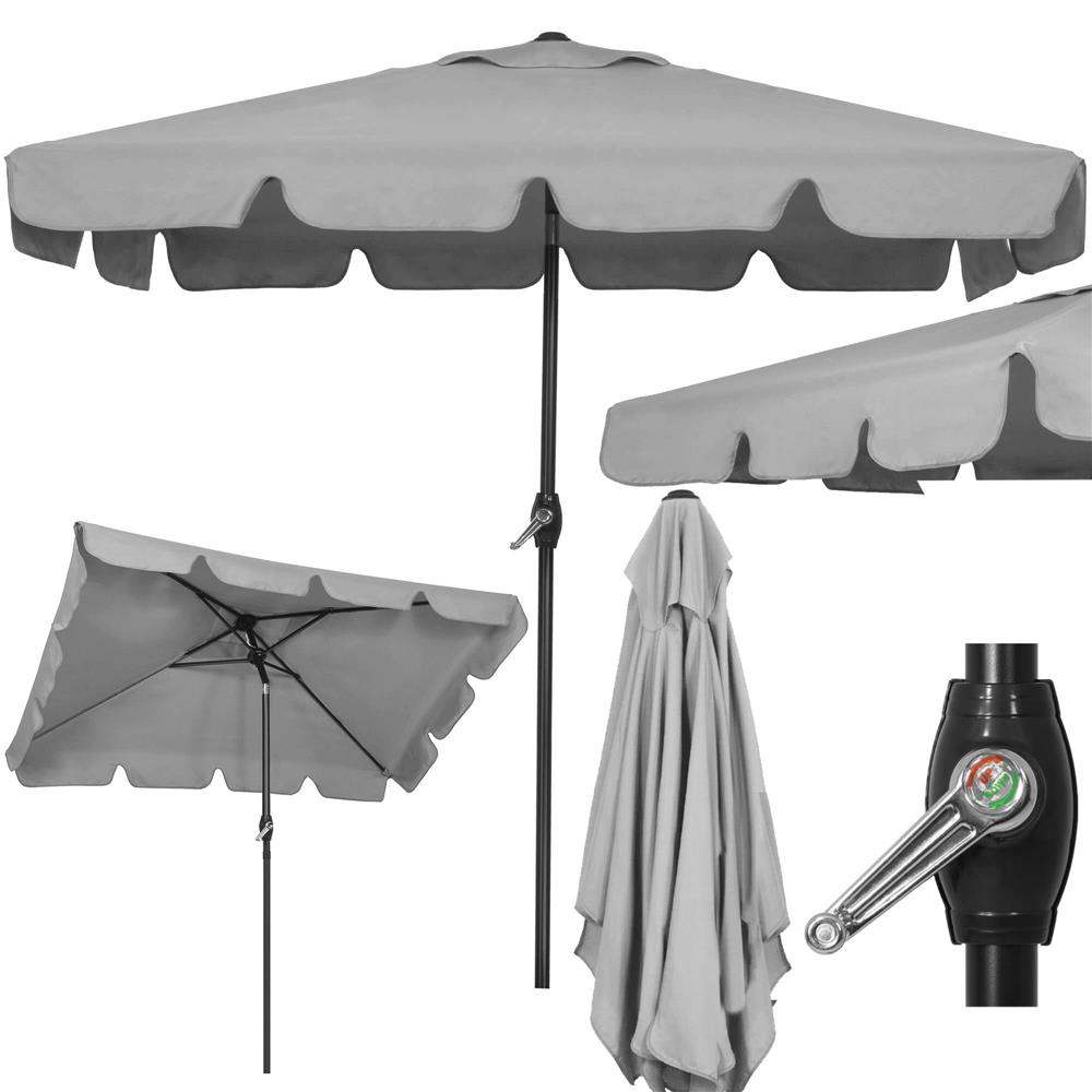 Umbrela terasa sau gradina reglabila, inclinare 2 directii, protectie UV UPF 50+, 195x122 cm, gri deschis - imagine 5