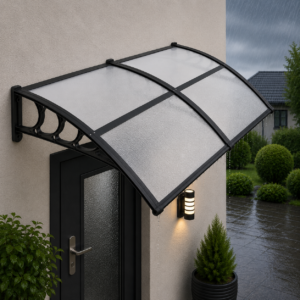 Copertina dubla protectie usa si fereastra, policarbonat cu protectie UV, 200 x 100 cm, negru transparent