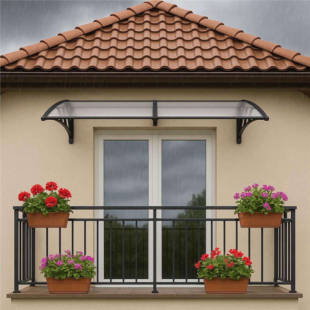 Copertina dubla protectie usa si fereastra, policarbonat cu protectie UV, 200 x 100 cm, negru transparent - imagine 17
