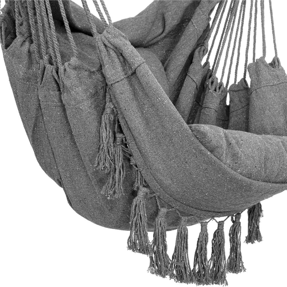 Hamac tip leagan suspendat pentru casa sau gradina, gri cu perne, 130x100cm, 150kg - imagine 15