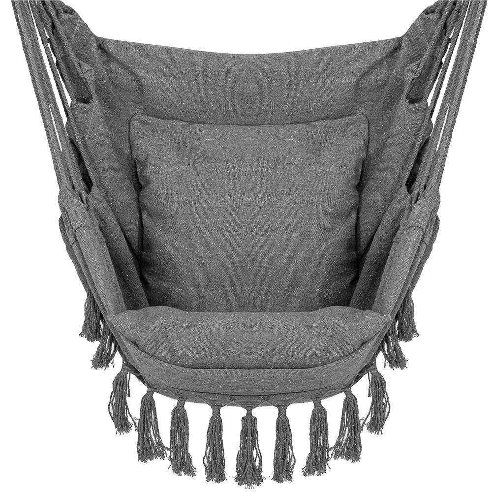 Hamac tip leagan suspendat pentru casa sau gradina, gri cu perne, 130x100cm, 150kg - imagine 17