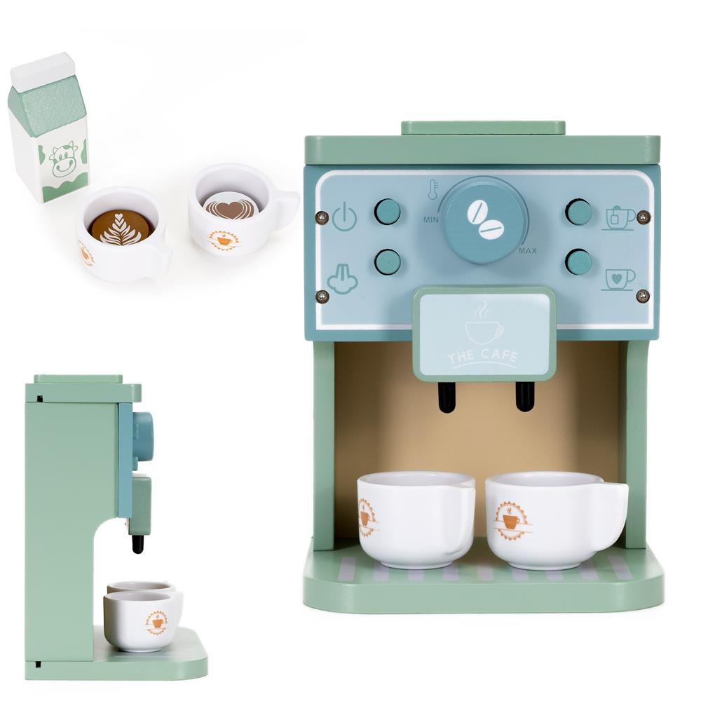 Jucarie din lemn aparat de cafea pentru copii, 8 piese, 15x12x20 cm, multicolor - imagine 9