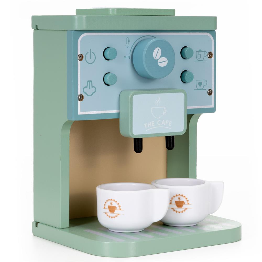 Jucarie din lemn aparat de cafea pentru copii, 8 piese, 15x12x20 cm, multicolor