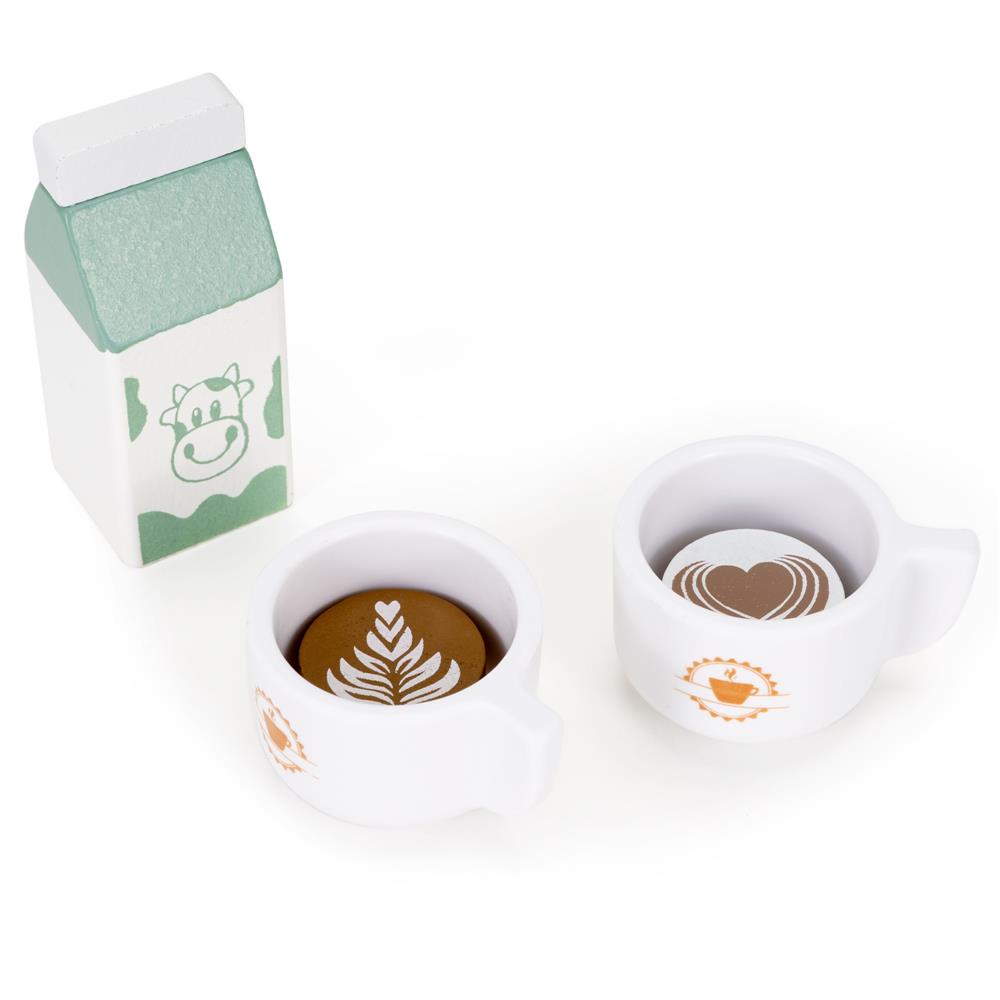Jucarie din lemn aparat de cafea pentru copii, 8 piese, 15x12x20 cm, multicolor - imagine 8