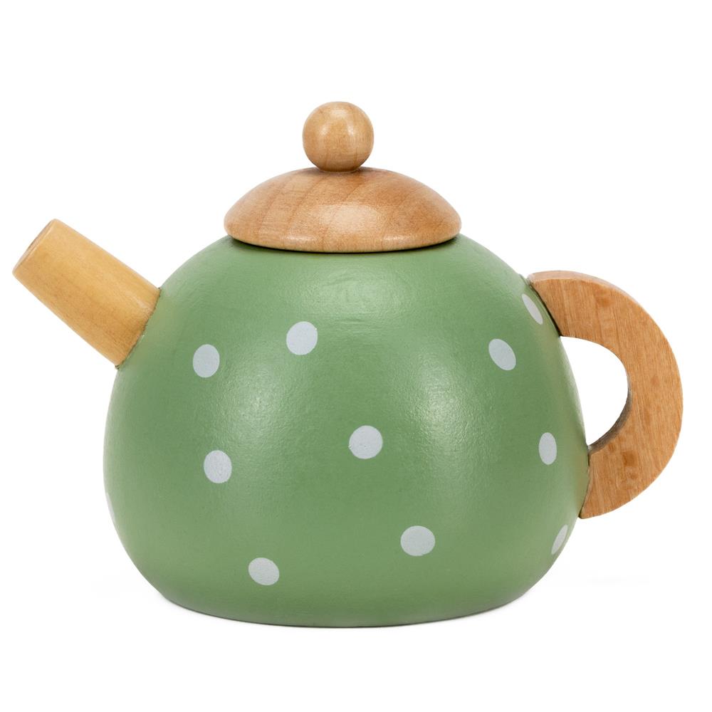 Jucarie din lemn set complet ceai pentru copii, 14 piese, tava inclusa, 28x17 cm, multicolor - imagine 4