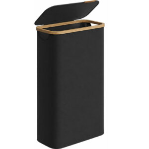 SONGMICS Cos rufe slim pentru spatii inguste, sac detasabil, 65 litri, 42x23x71 cm, negru