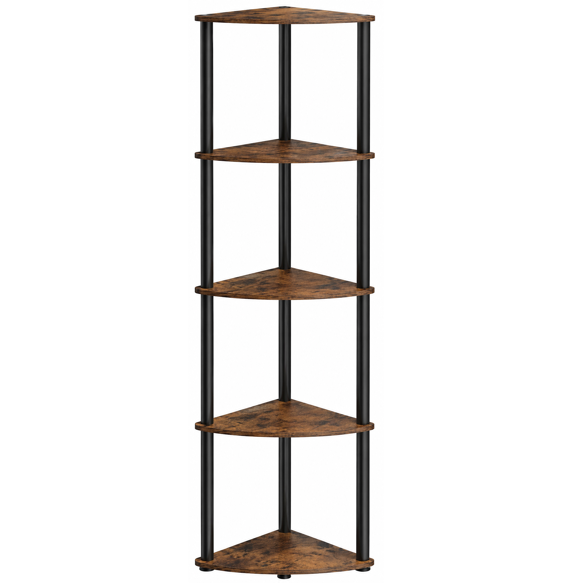 SONGMICS Etajera de colt cu 5 rafturi, cadru metalic, 38x27x139 cm, maro rustic