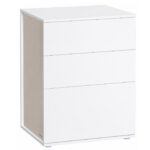 VASAGLE Noptiera cu 3 sertare, constructie robusta cu design modern minimalist, 45x35x59 cm, alb mat