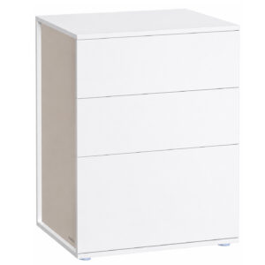 VASAGLE Noptiera cu 3 sertare, constructie robusta cu design modern minimalist, 45x35x59 cm, alb mat