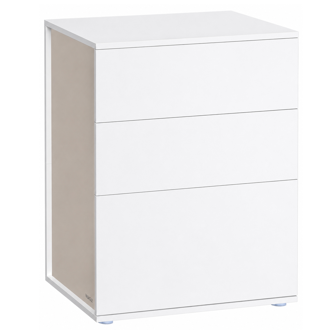 VASAGLE Noptiera cu 3 sertare, constructie robusta cu design modern minimalist, 45x35x59 cm, alb mat