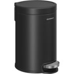 SONGMICS Cos de gunoi cu pedala, ideal pentru baie, galeata interioara detasabila, 3 litri, inchidere lenta, 17x22x25 cm, negru