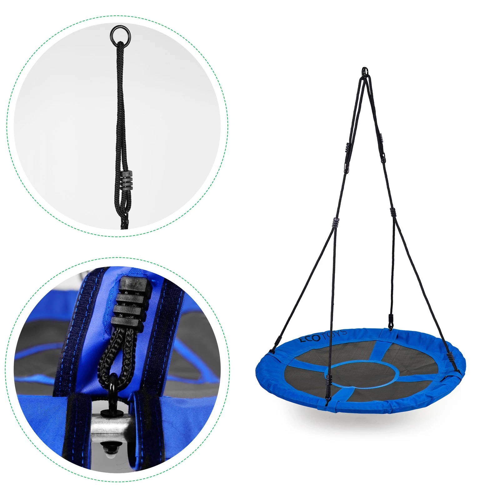 Leagan gradina tip cuib, diametru 100 cm, reglabil pe inaltime, maxim 150 kg, albastru - imagine 5
