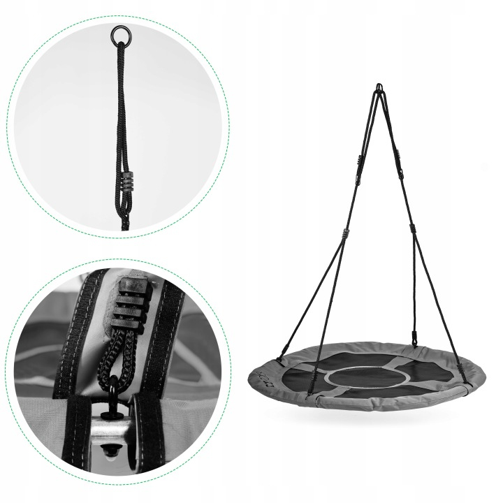 Leagan gradina tip cuib, diametru 100 cm, reglabil pe inaltime, maxim 150 kg, gri - imagine 3