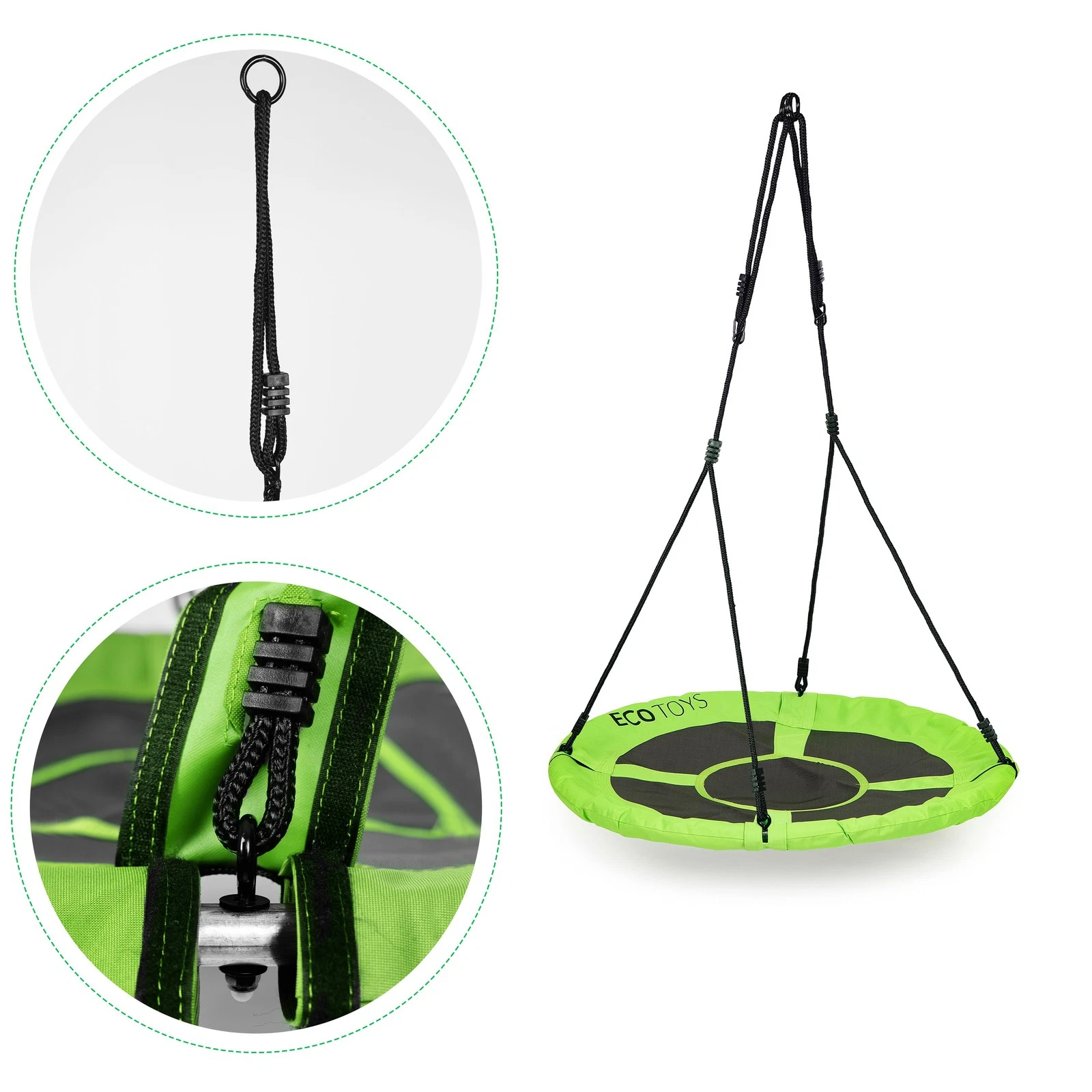 Leagan gradina tip cuib, diametru 100 cm, reglabil pe inaltime, maxim 150 kg, verde - imagine 2