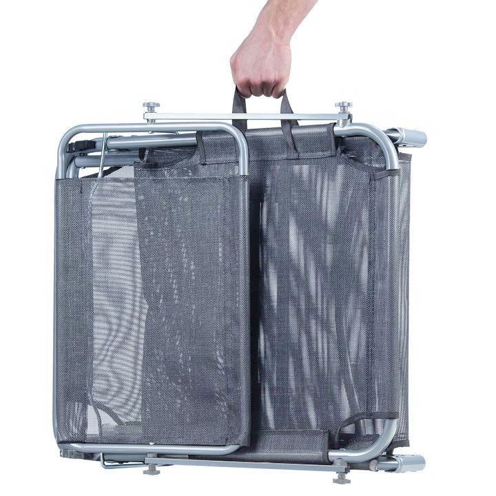 Sezlong pliabil cu parasolar, spatar reglabil, 178x57 cm, 150 kg, gri - imagine 4