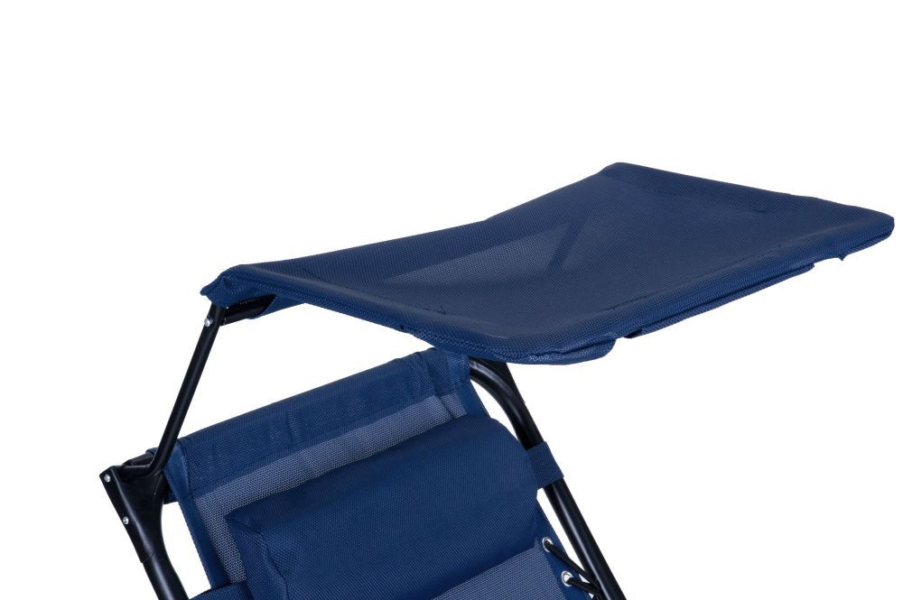 Sezlong pliabil 86x67x120 cm, zero gravity, copertina reglabila, spatar 3 pozitii, cadru otel si material impermeabil, albastru - imagine 7