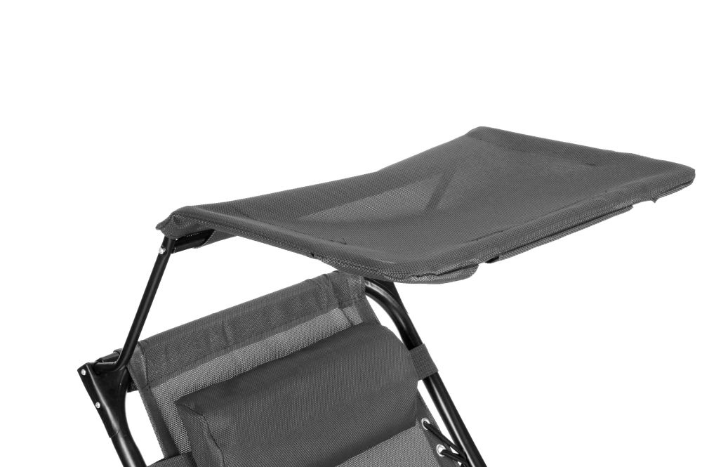Sezlong pliabil 86x67x120 cm, zero gravity, copertina reglabila, spatar 3 pozitii, cadru otel si material impermeabil, gri - imagine 9