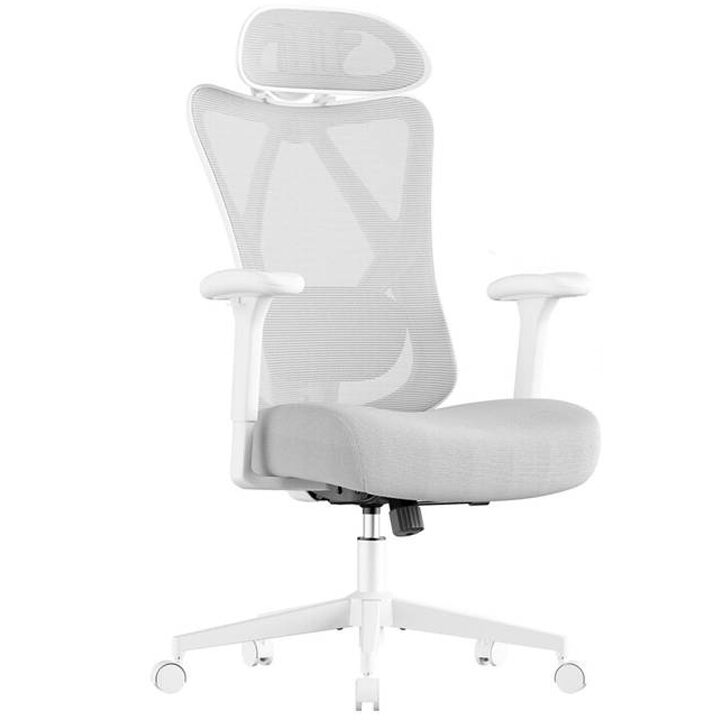SONGMICS Scaun de birou ergonomic reglabil cu suport lombar si tetiera, maxim 120 kg, 70x70x125 cm, gri