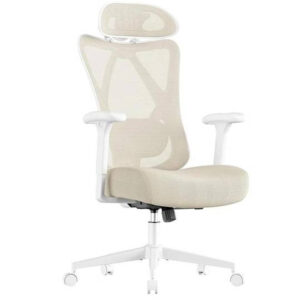 SONGMICS Scaun de birou ergonomic reglabil cu suport lombar si tetiera, maxim 120 kg, 70x70x125 cm, bej cappuccino