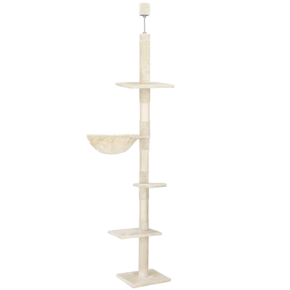Ansamblu de joaca pentru pisici, tip stalp de catarat pana la tavan, inaltime reglabila, 240 - 265 cm, bej