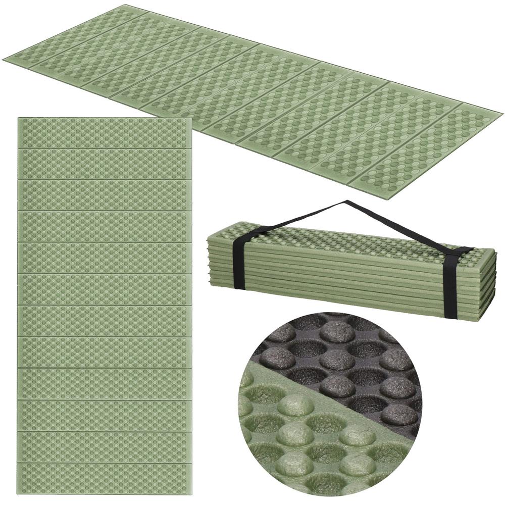 Saltea pliabila pentru camping sau plaja, 182x60 cm, spuma XPE, termoizolanta, pliere armonica, 12 segmente, verde - imagine 14
