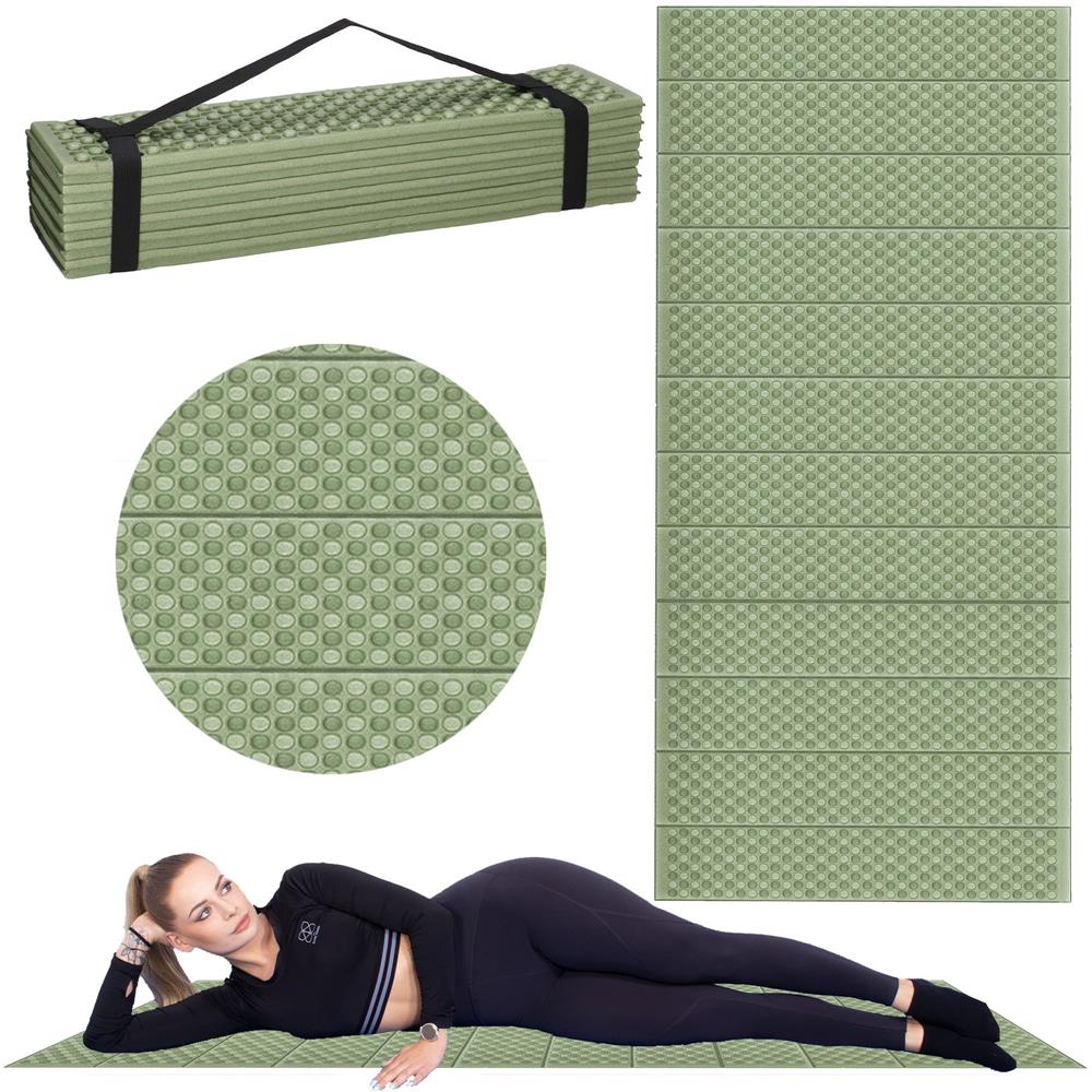 Saltea pliabila pentru camping sau plaja, 182x60 cm, spuma XPE, termoizolanta, pliere armonica, 12 segmente, verde - imagine 15