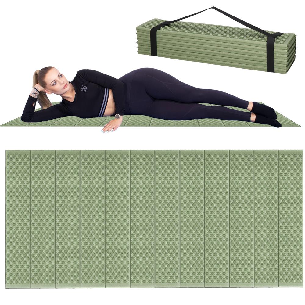 Saltea pliabila pentru camping sau plaja, 182x60 cm, spuma XPE, termoizolanta, pliere armonica, 12 segmente, verde - imagine 16