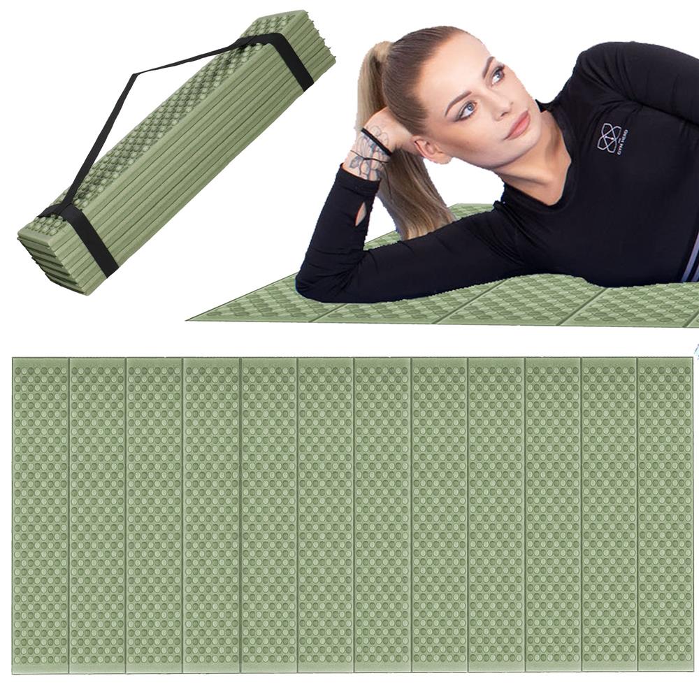 Saltea pliabila pentru camping sau plaja, 182x60 cm, spuma XPE, termoizolanta, pliere armonica, 12 segmente, verde - imagine 17