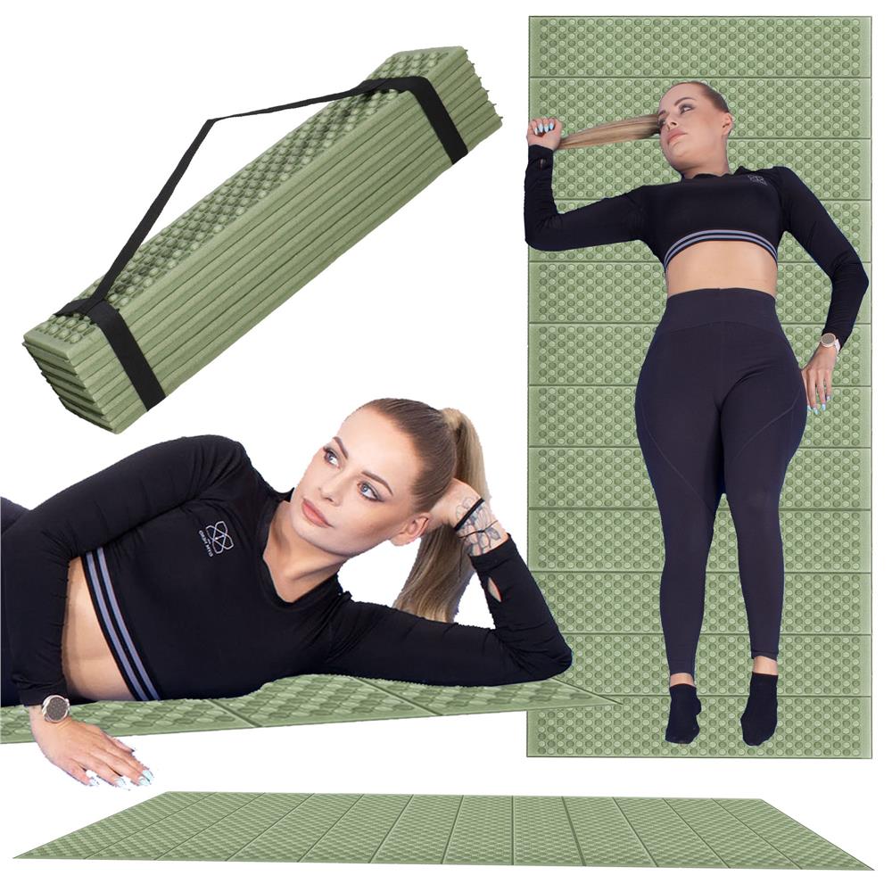 Saltea pliabila pentru camping sau plaja, 182x60 cm, spuma XPE, termoizolanta, pliere armonica, 12 segmente, verde - imagine 18