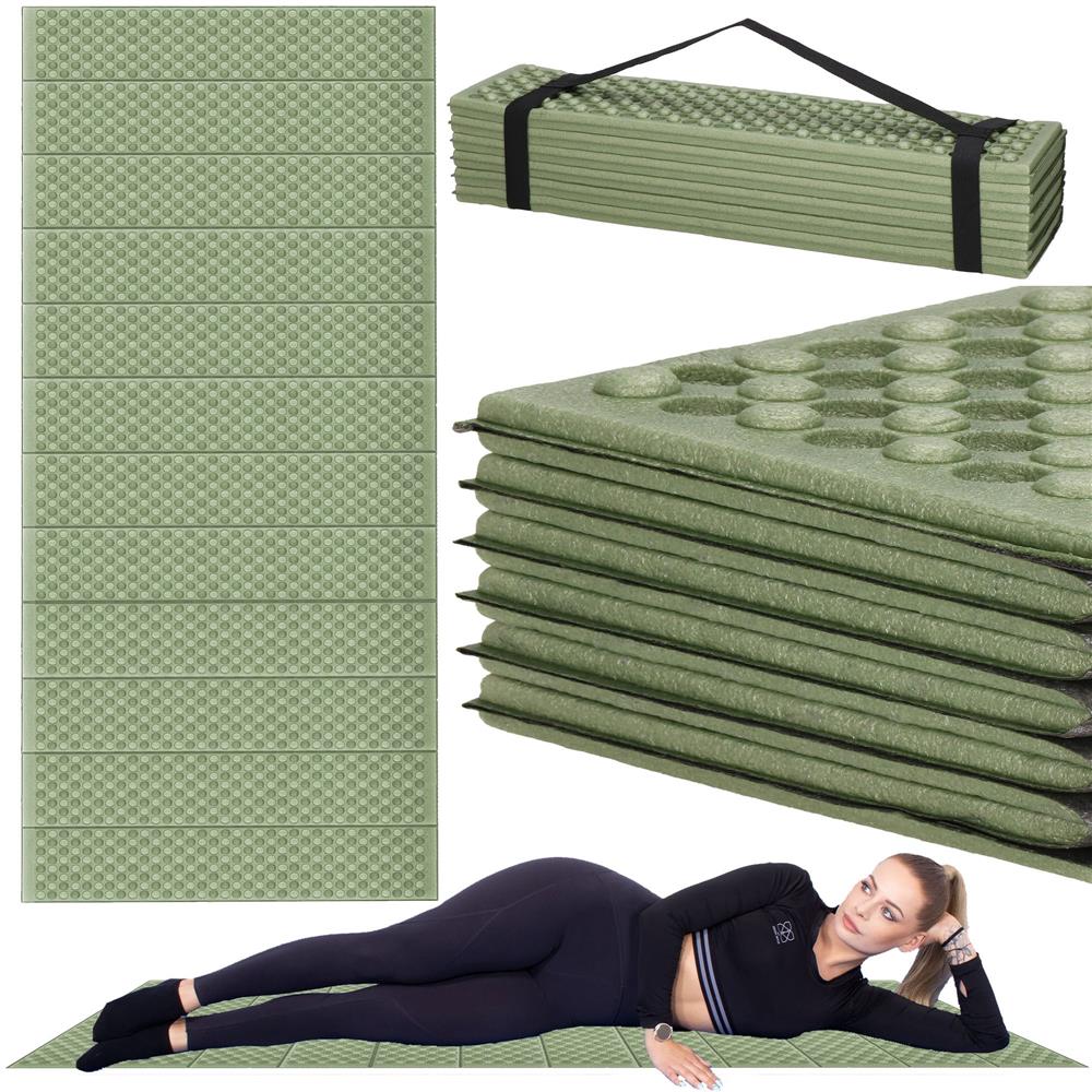 Saltea pliabila pentru camping sau plaja, 182x60 cm, spuma XPE, termoizolanta, pliere armonica, 12 segmente, verde - imagine 19