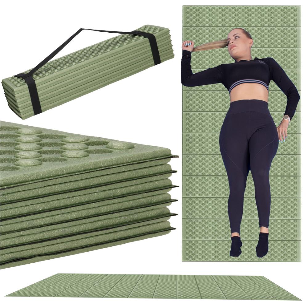 Saltea pliabila pentru camping sau plaja, 182x60 cm, spuma XPE, termoizolanta, pliere armonica, 12 segmente, verde - imagine 20