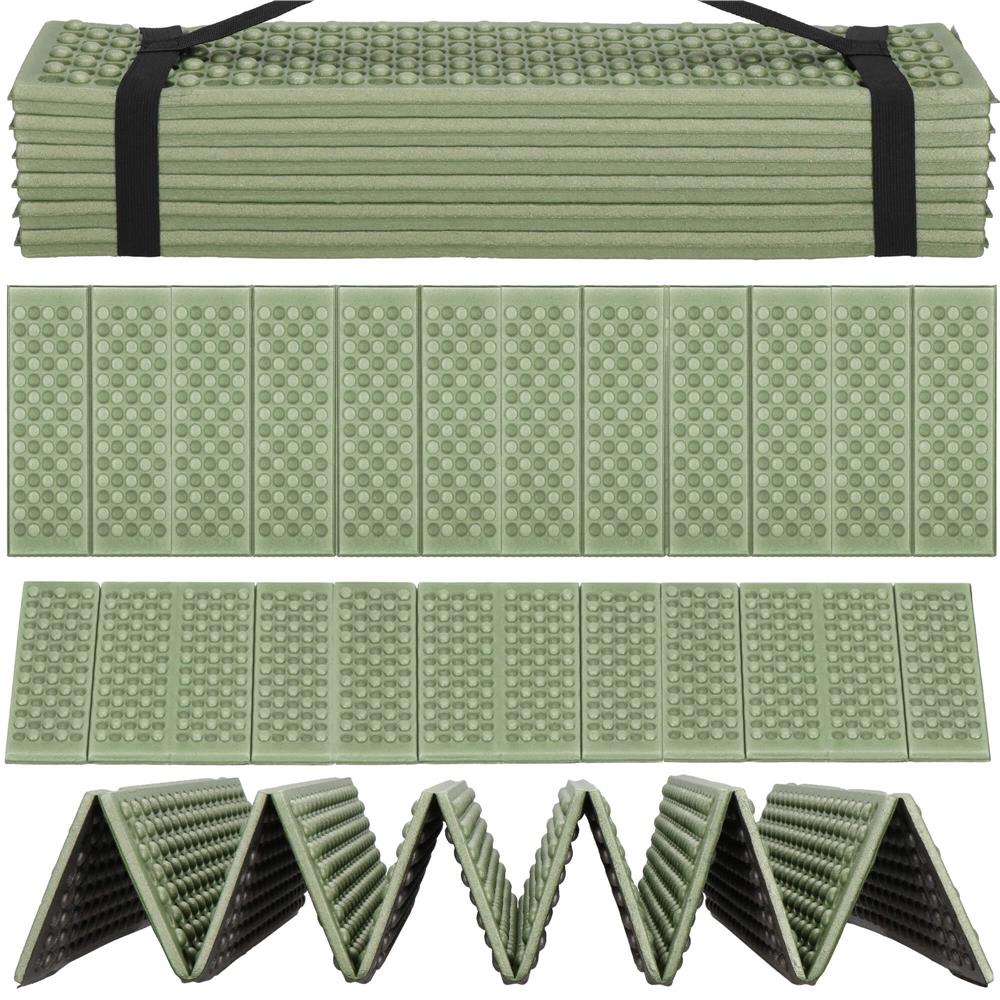 Saltea pliabila pentru camping sau plaja, 182x60 cm, spuma XPE, termoizolanta, pliere armonica, 12 segmente, verde