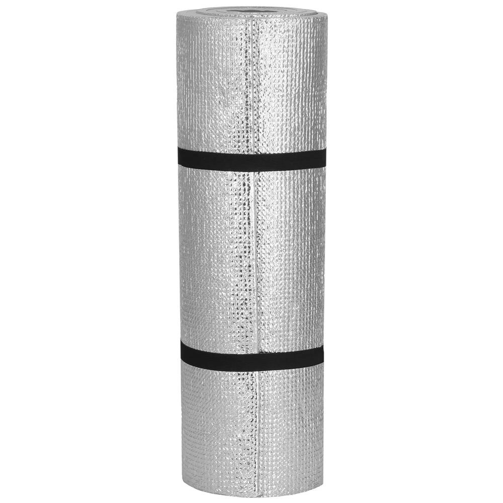Saltea termoizolanta pentru camping sau plaja, 180x50 cm, spuma PE cu folie aluminiu, grosime 1 cm, gri - imagine 4