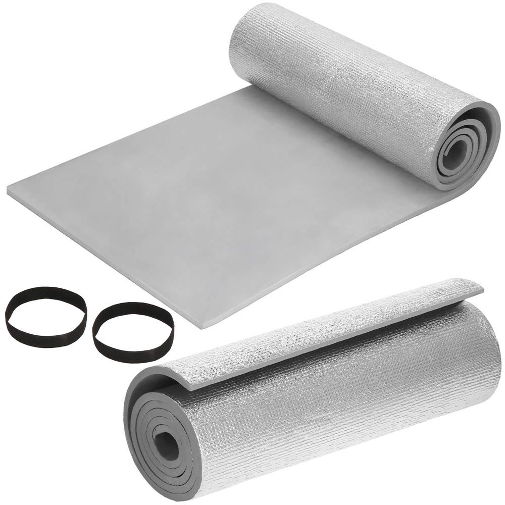 Saltea termoizolanta pentru camping sau plaja, 180x50 cm, spuma PE cu folie aluminiu, grosime 1 cm, gri - imagine 7