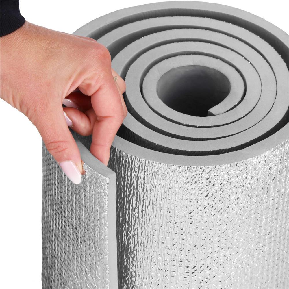 Saltea termoizolanta pentru camping sau plaja, 180x50 cm, spuma PE cu folie aluminiu, grosime 1 cm, gri - imagine 11