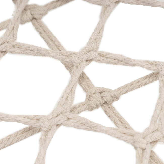 Scaun dublu tip leagan suspendat pentru casa sau gradina, cu perne, stil boho, 130x66x120 cm, maxim 300 kg, crem si gri - imagine 12