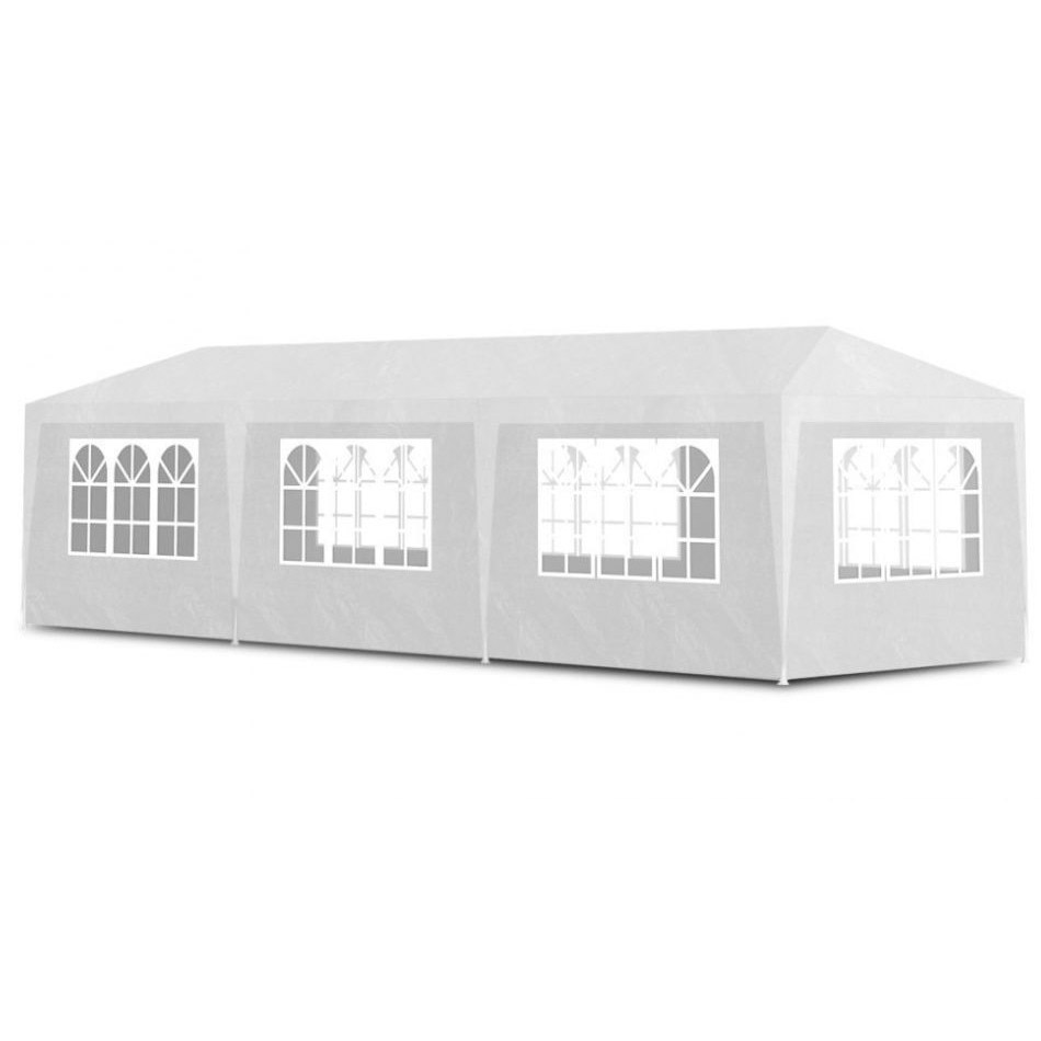 Cort pavilion pentru gradina, curte sau evenimente cu 8 pereti laterali, 300x900x266 cm, alb