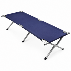 Pat pliabil pentru camping, cadru otel, husa transport, 191x76x42 cm, maxim 150 kg, albastru