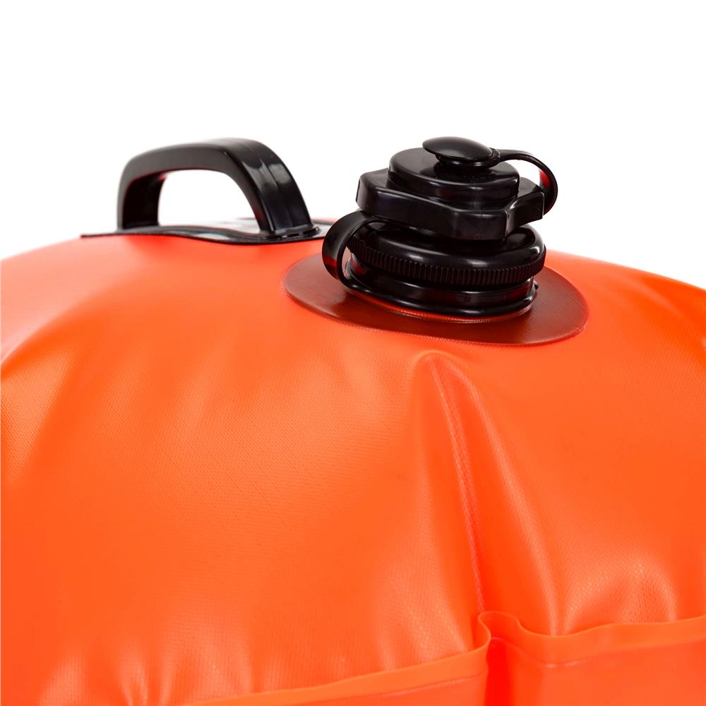 Geanta de inot cu spatiu depozitare uscat 2 in 1, geamandura gonflabila de siguranta, etansa cu 2 camere de aer, 36 L, fluier de urgenta incorporat, 54x27x21 cm, portocaliu fluorescent - imagine 10