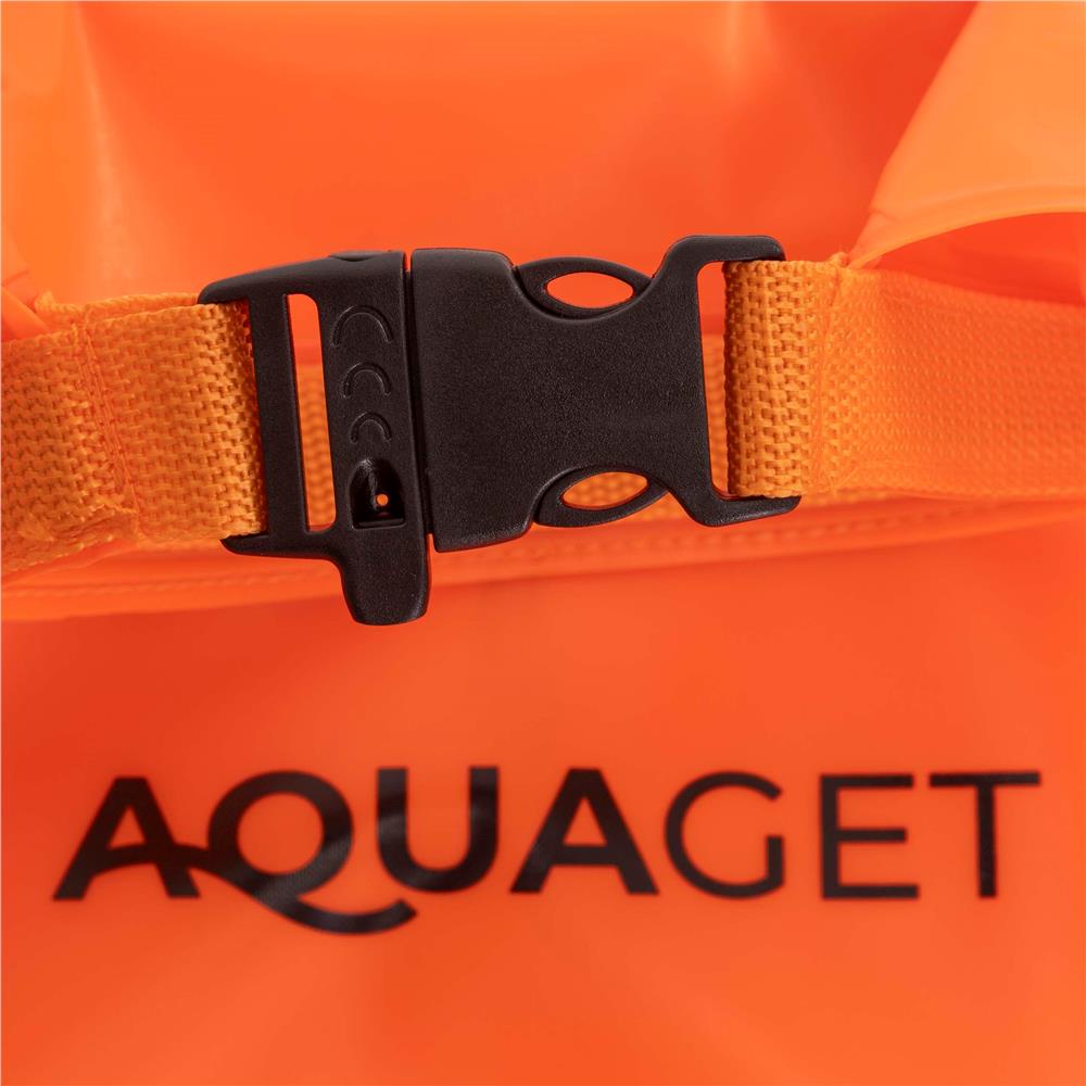 Geanta de inot cu spatiu depozitare uscat 2 in 1, geamandura gonflabila de siguranta, etansa cu 2 camere de aer, 36 L, fluier de urgenta incorporat, 54x27x21 cm, portocaliu fluorescent - imagine 13